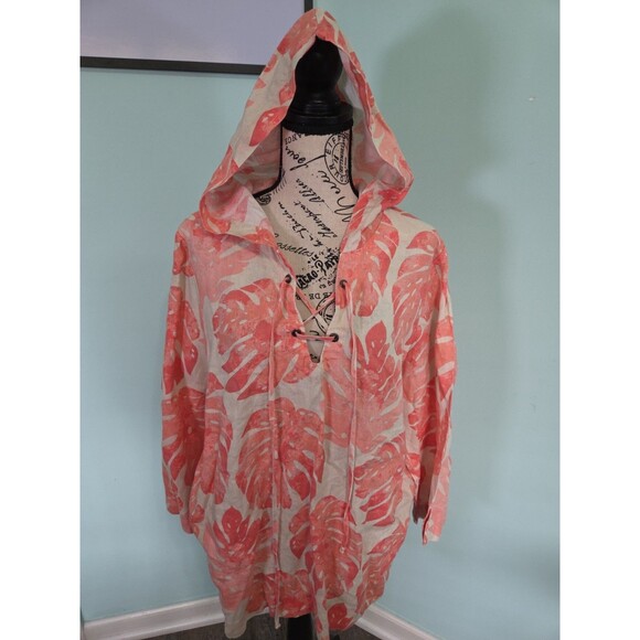 Margaritaville Tops - margaritaville hooded top linen large floral beach resort wear cruise